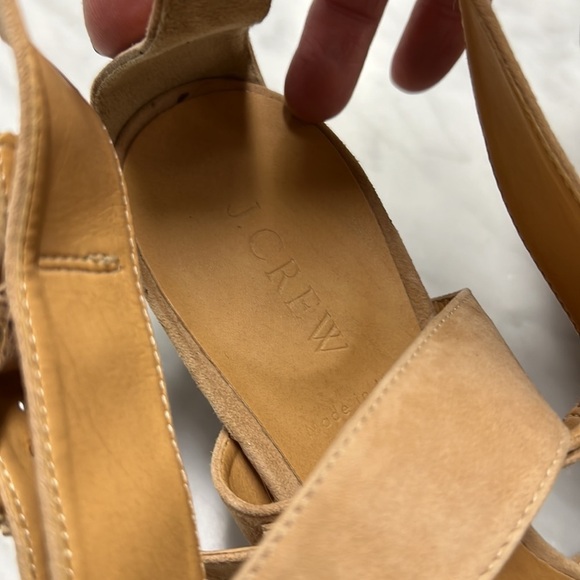 J. Crew Tan Suede Ankle Wrap Strap Sandal Size 10 NEW! - Picture 2 of 9